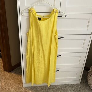 Talbots Bright Yellow Sleeveless Shift Dress with Shoulder Buttons